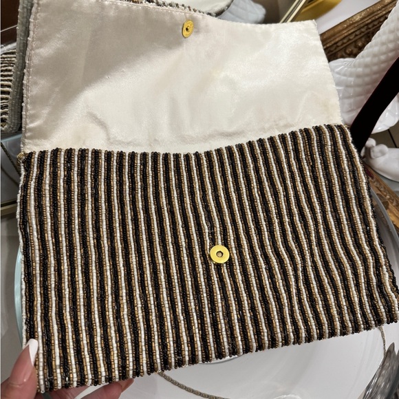 Moyna Black and White Beaded Clutch